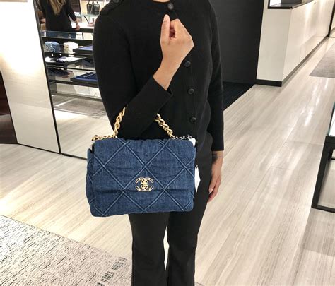 chanel 19 denim medium|chanel 19 small flap bag.